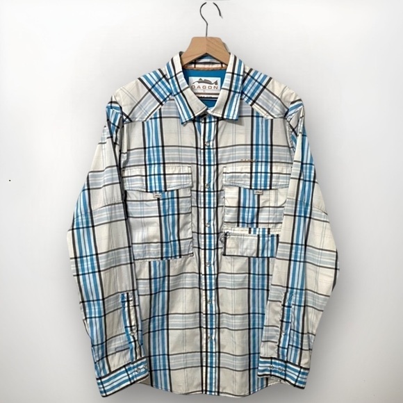 Dagon Men's Western Madres Blue Performance UPF 30+  Fishing Shirt, XL - Picture 2 of 10